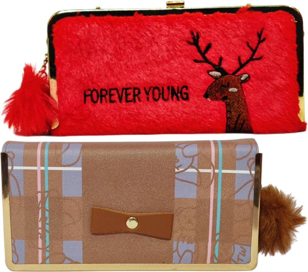 Casual Red, Brown Clutch