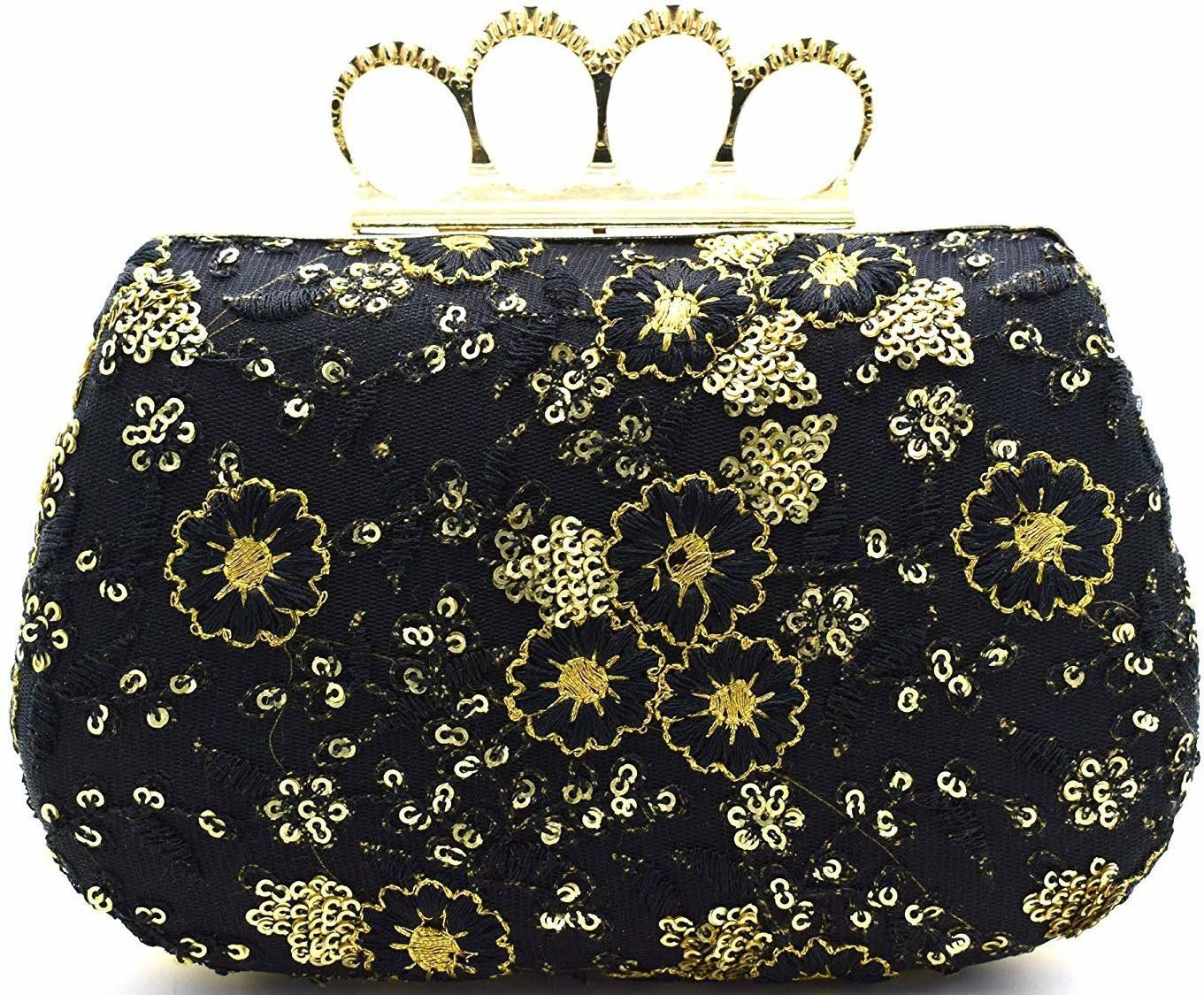 tooba handicraft Party Black Clutch-picture-12