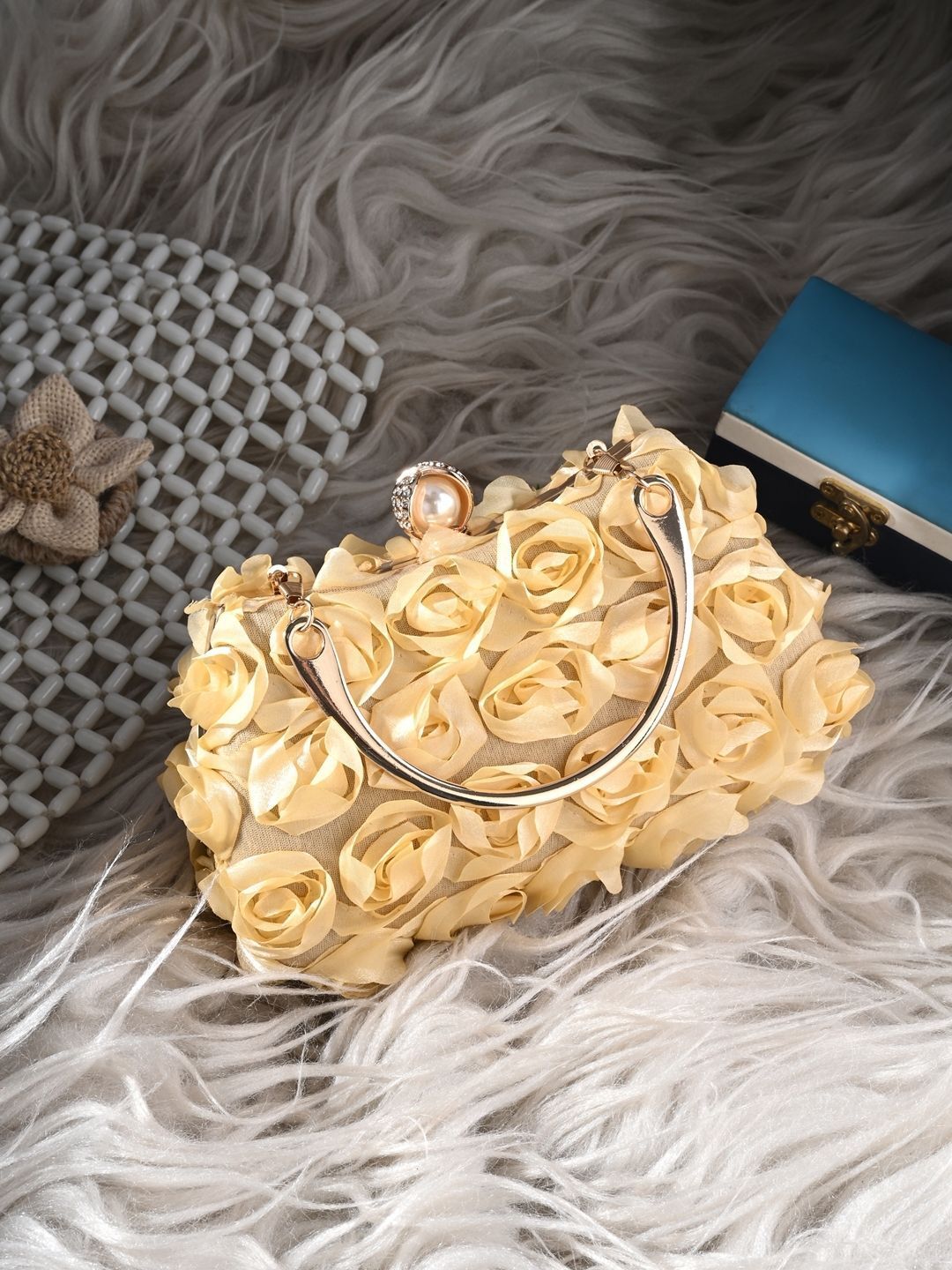 tooba handicraft Party Gold, Red Clutch-picture-37