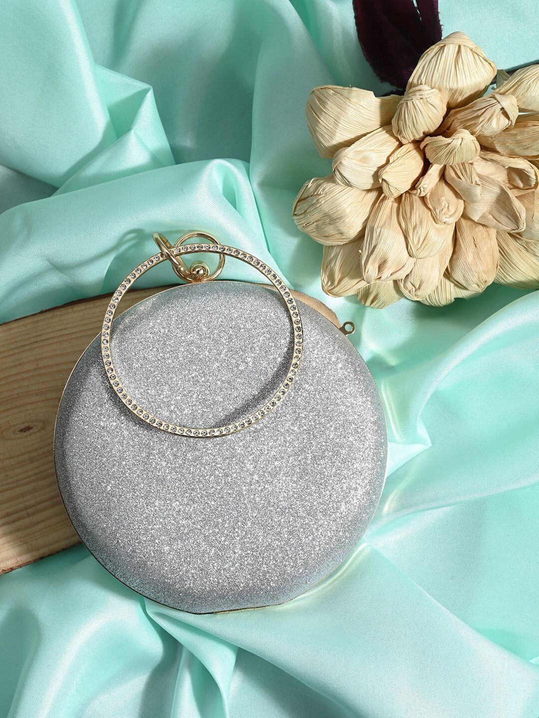 tooba handicraft Party Silver Clutch-picture-40