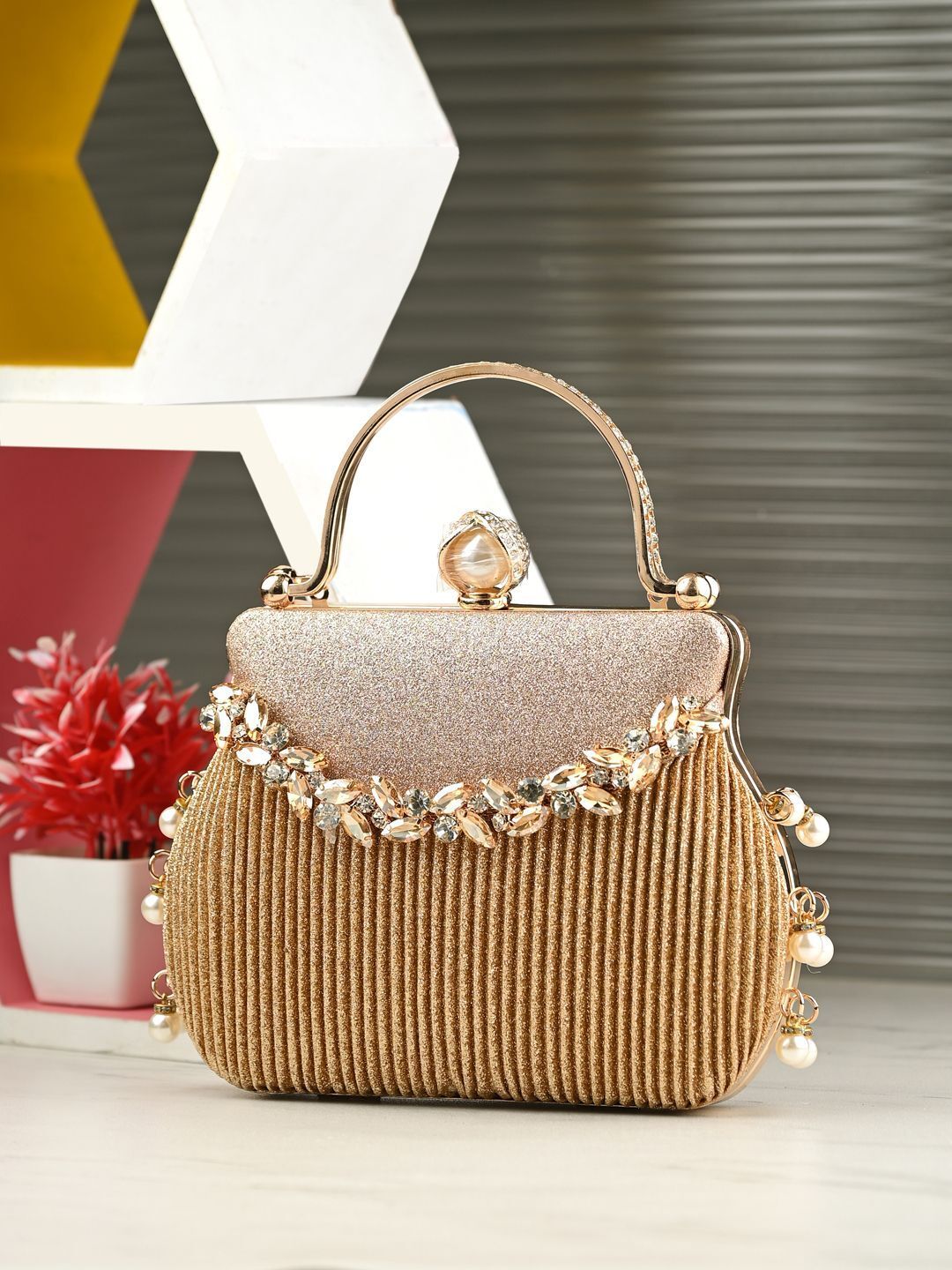 toobacraft Party Gold, White Clutch-picture-19