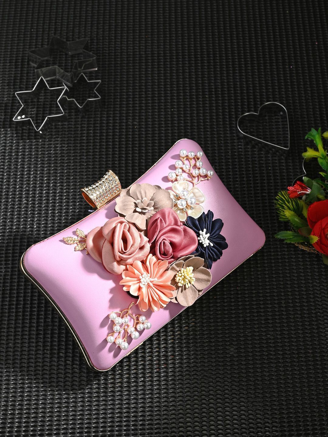 tooba handicraft Party Pink Clutch-picture-16