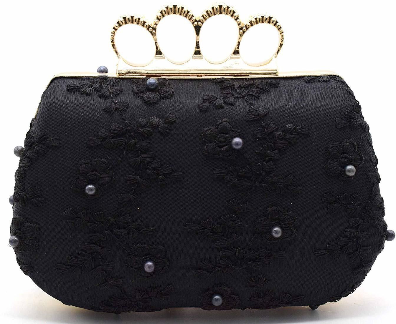 tooba handicraft Party Black Clutch-picture-16