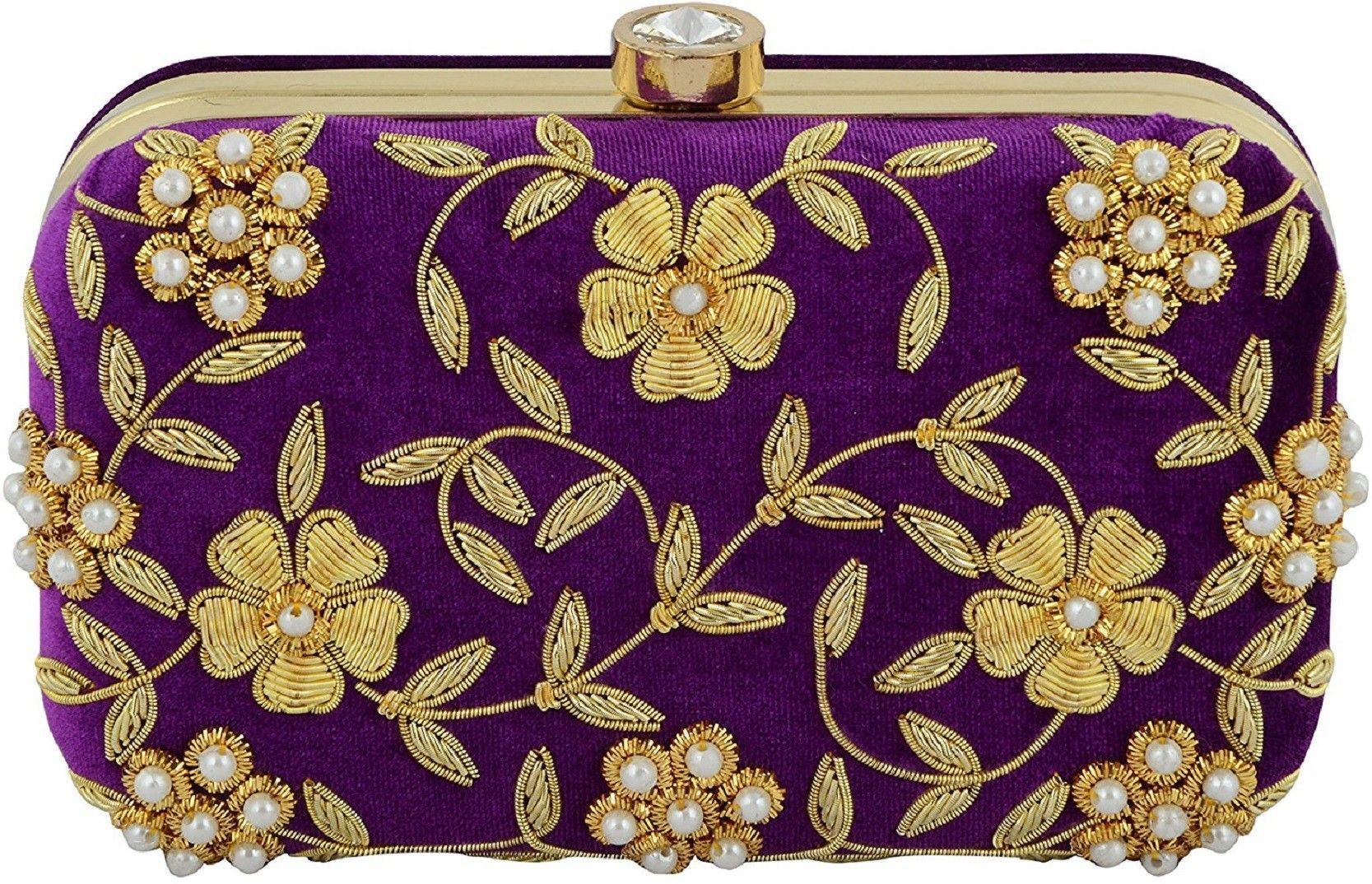 tooba handicraft Party Purple Clutch-picture-46