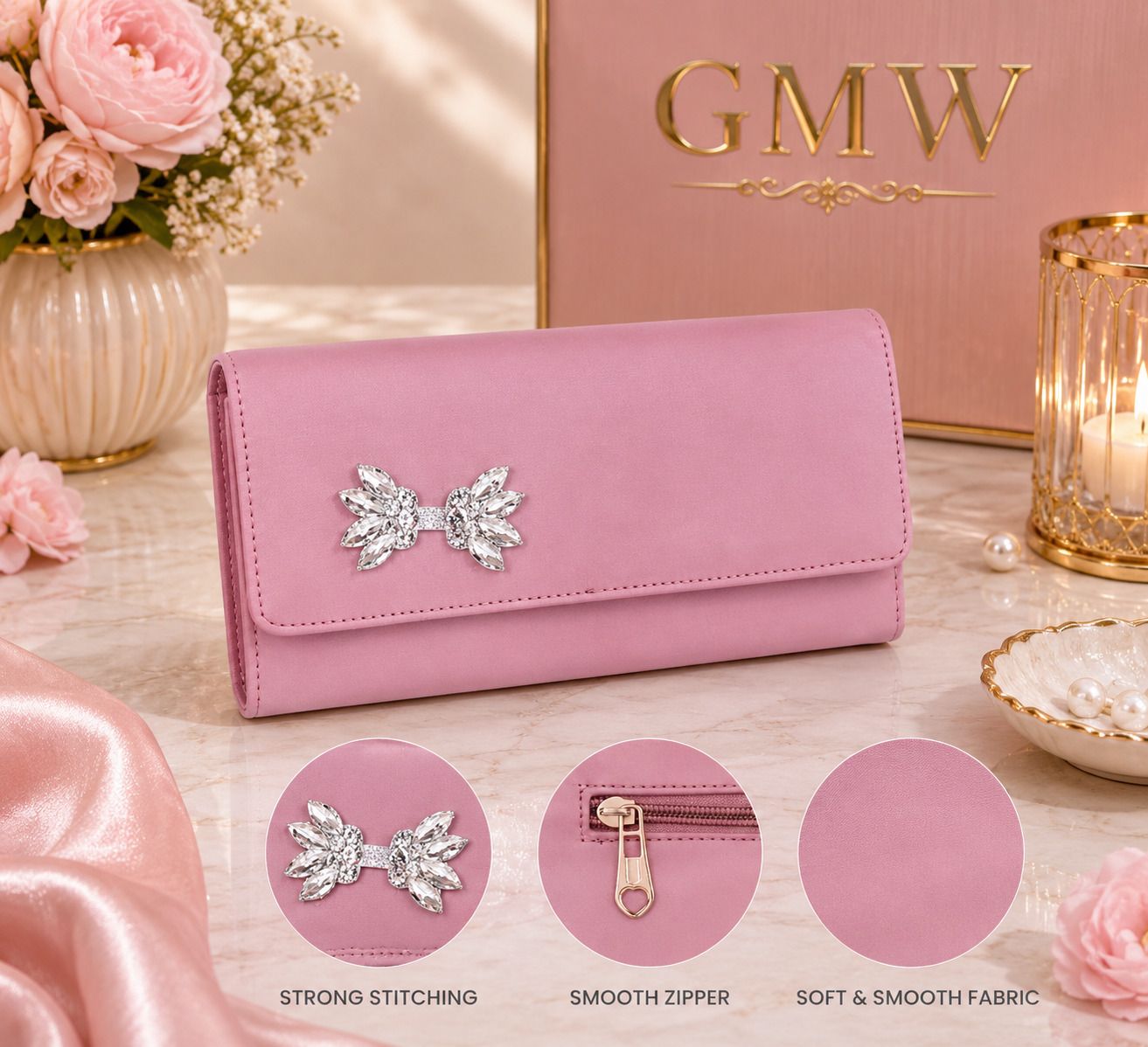 Casual, Formal, Party, Sports Pink Clutch-image-2