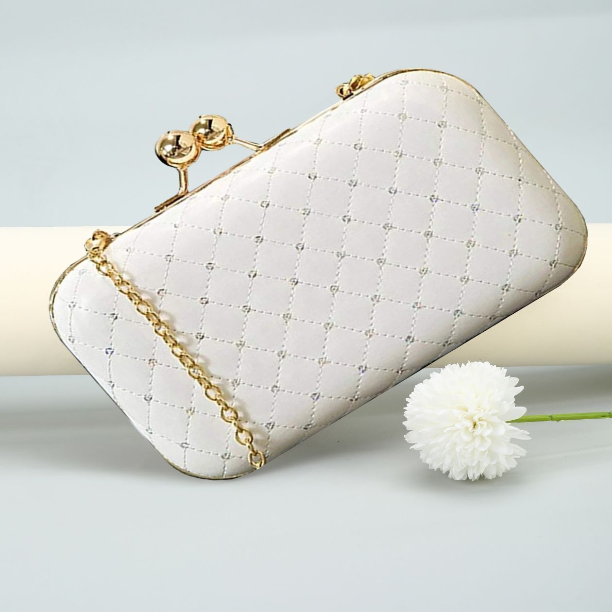 tooba handicraft Party White Clutch-picture-28