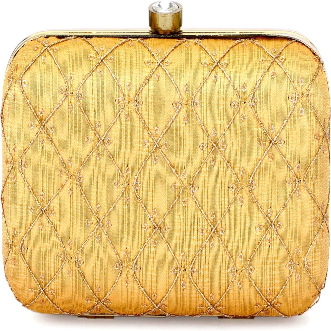 tooba handicraft Party Gold, Khaki Clutch-picture-26