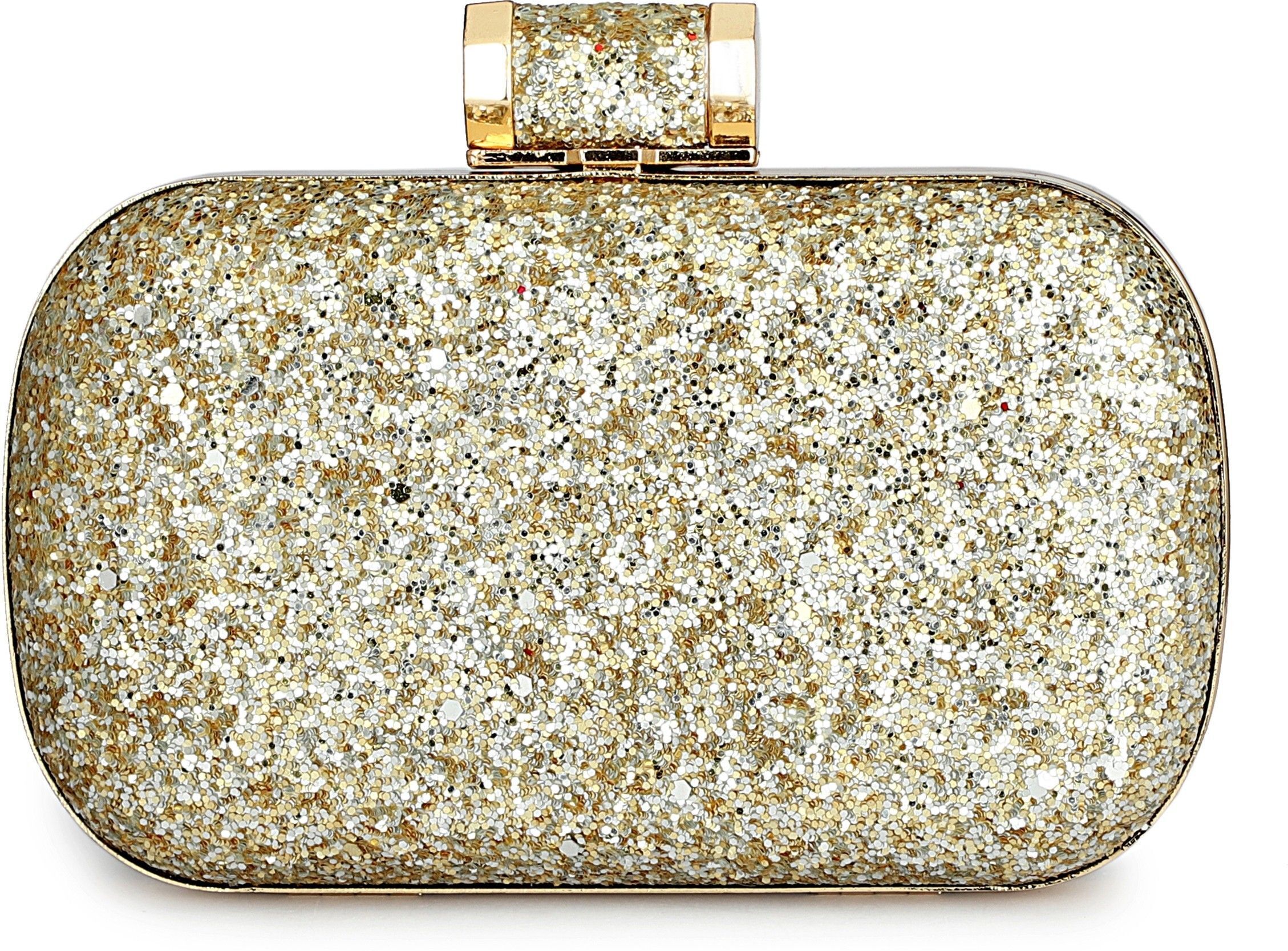 tooba handicraft Party Gold, White Clutch-picture-21