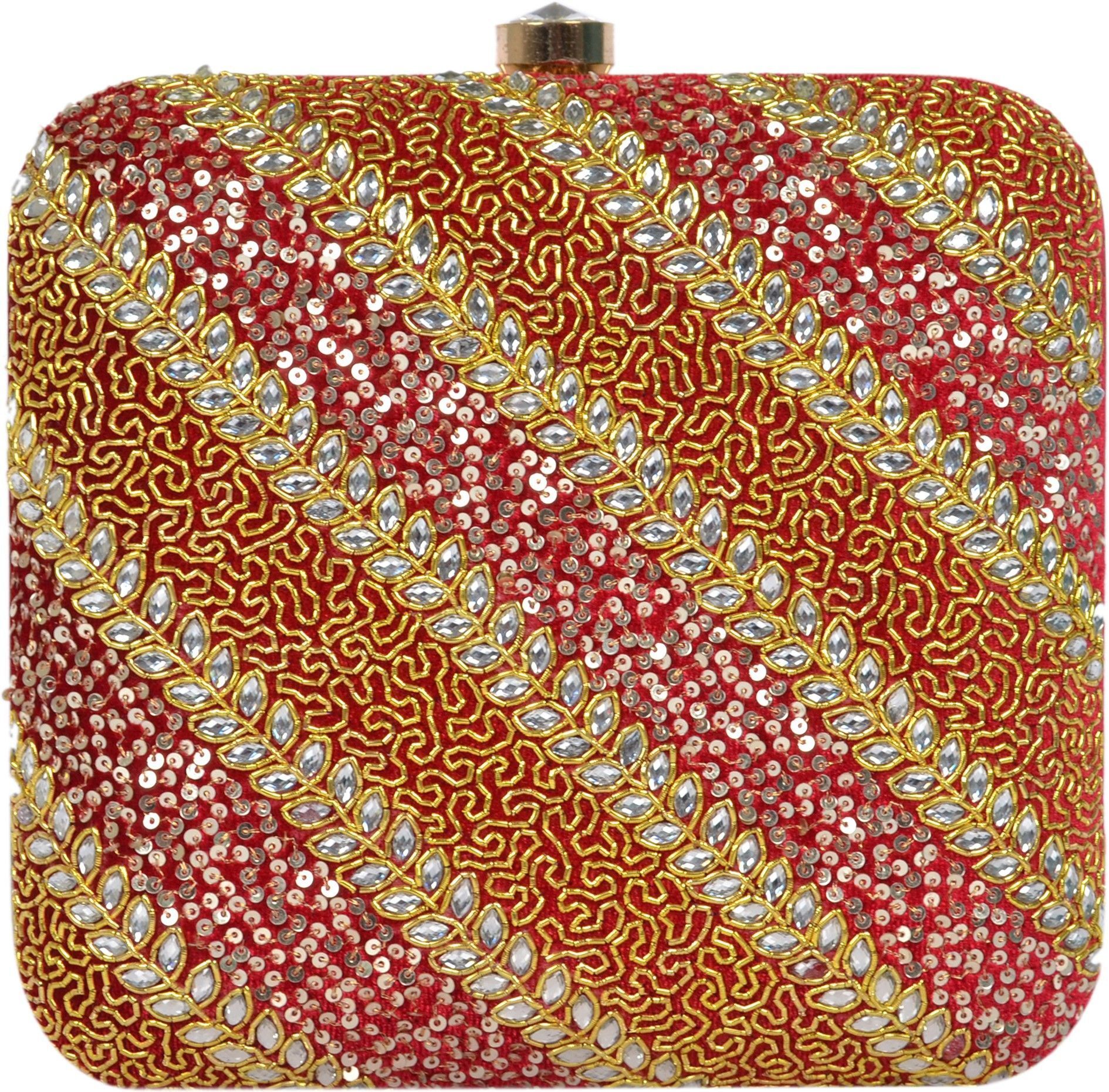 tooba handicraft Party Red Clutch-picture-38