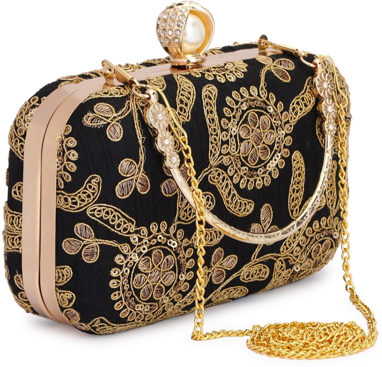 tooba handicraft Party Black, Beige, Gold Clutch-picture-46