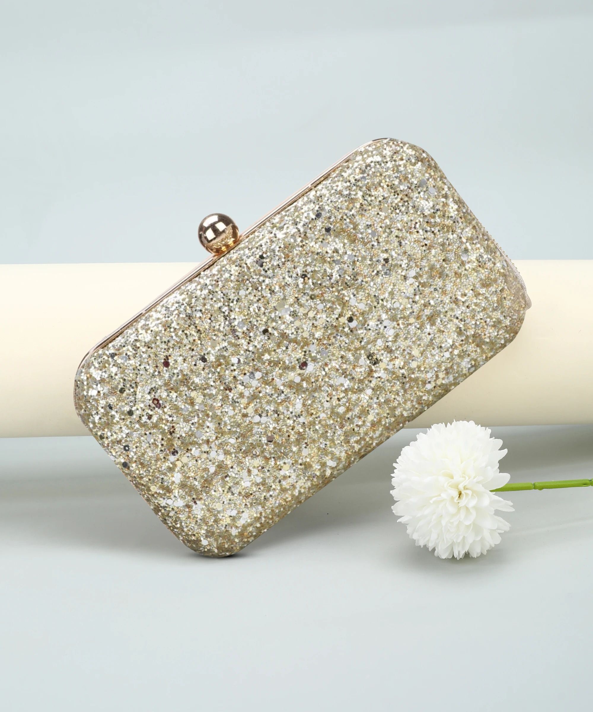 tooba handicraft Party Gold, Silver Clutch-picture-34