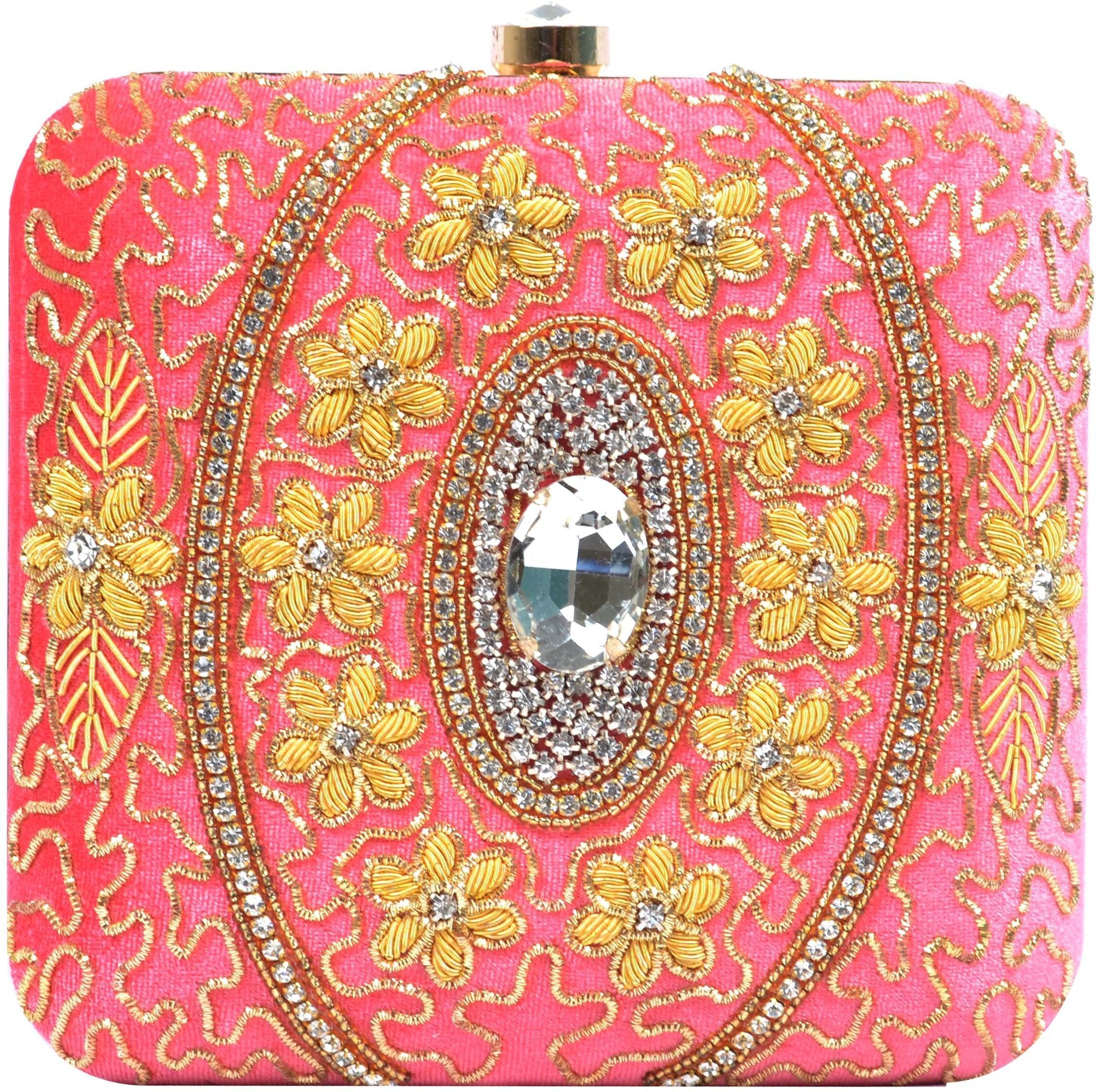 tooba handicraft Party Pink Clutch-picture-41