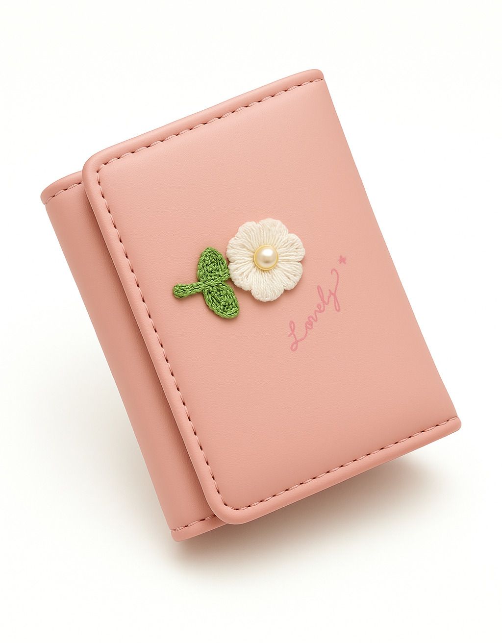 Women Casual Pink Genuine Leather Wallet