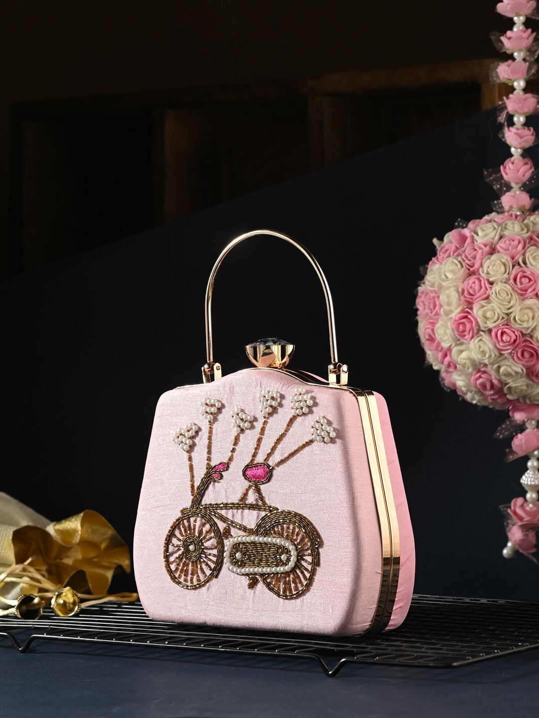 tooba handicraft Party Pink Clutch-picture-35