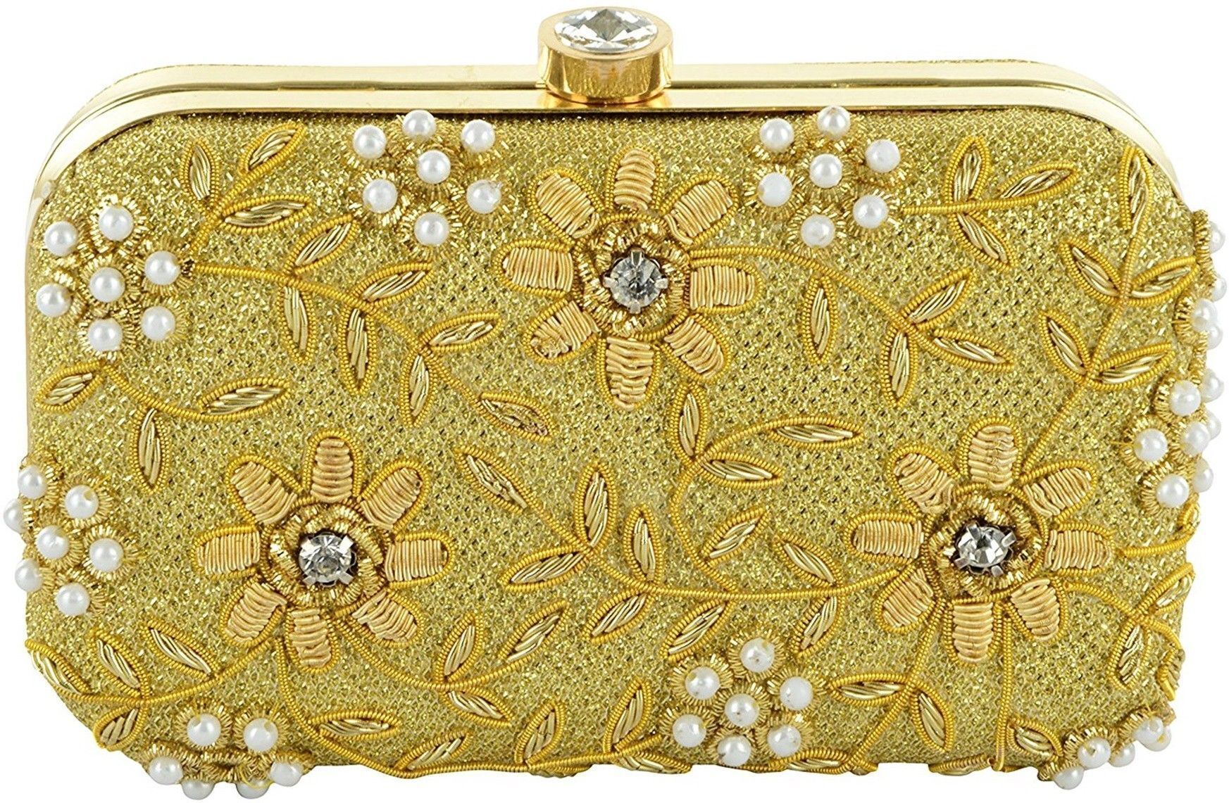 tooba handicraft Party Gold Clutch-picture-44
