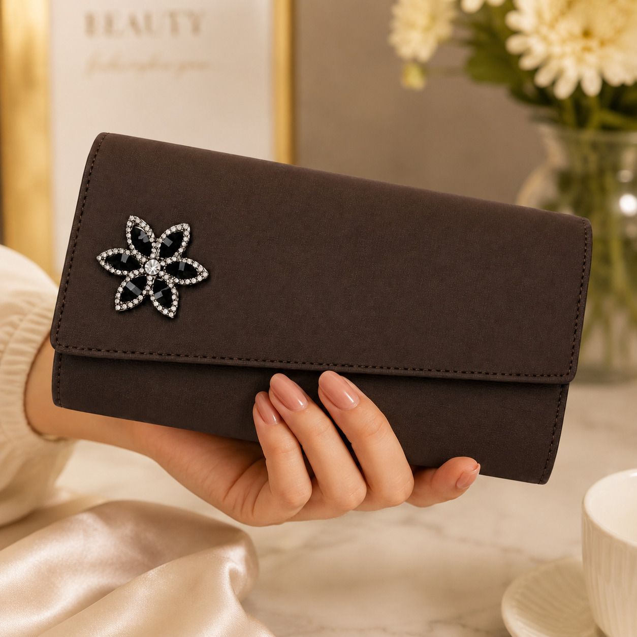 Formal, Party, Casual Brown Clutch-image-48