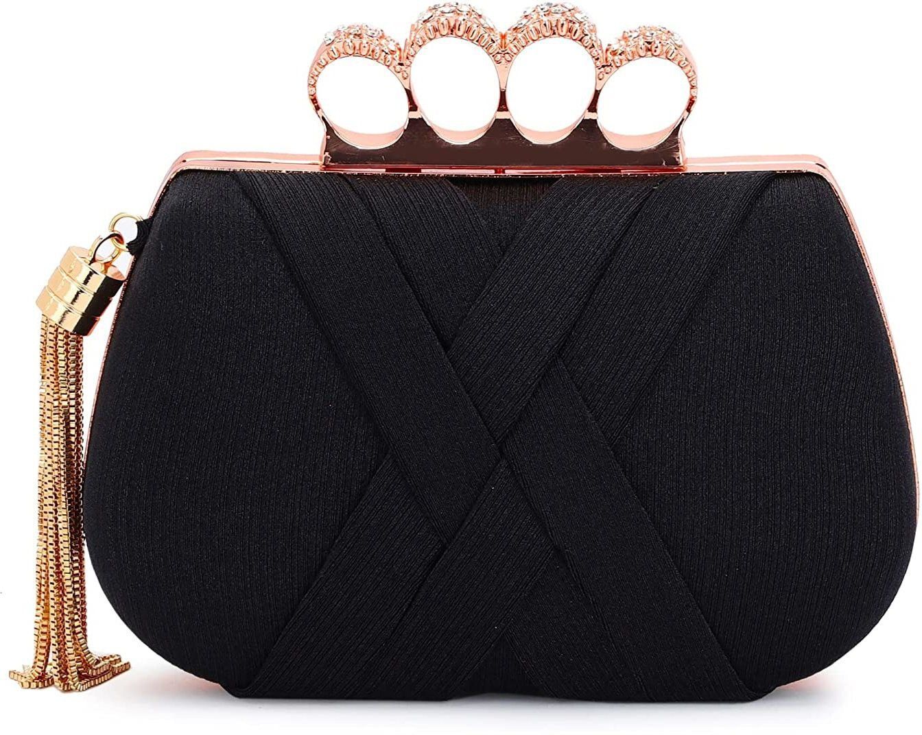 tooba handicraft Party Black, Gold Clutch-picture-48