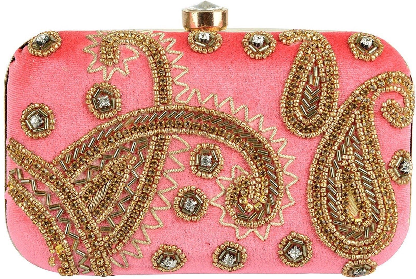 tooba handicraft Party Pink Clutch-picture-39