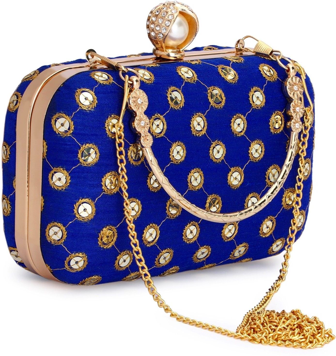 Party Blue, Beige Clutch-image-47