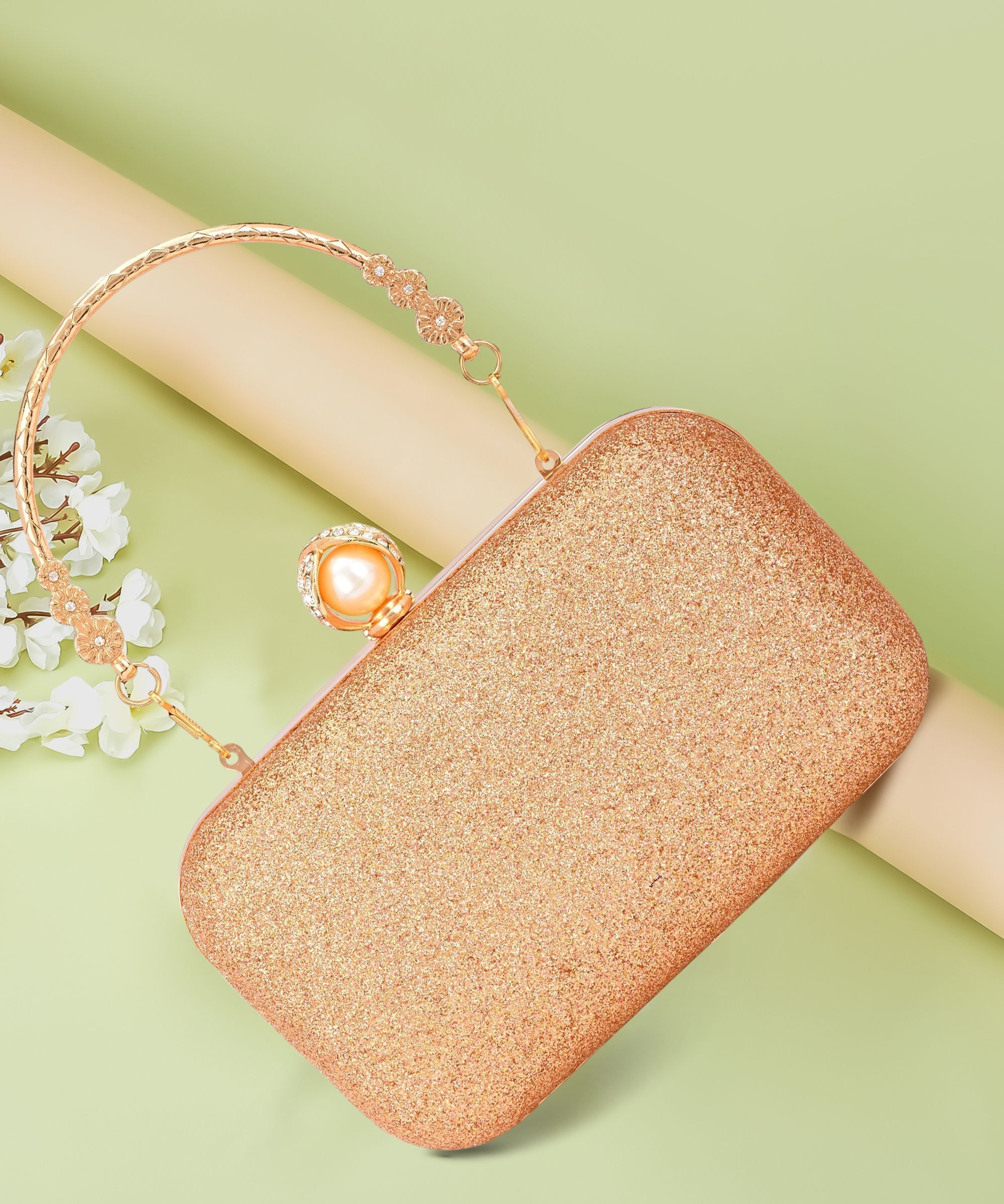 tooba handicraft Party Gold Clutch-picture-44