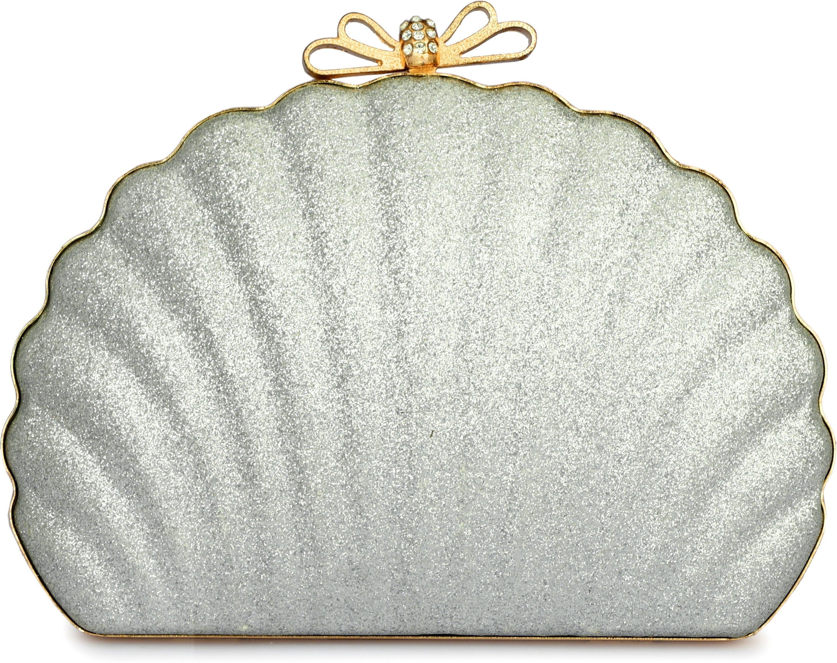 tooba handicraft Party Silver, White Clutch-picture-34