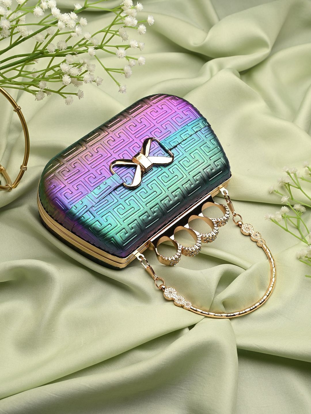 tooba handicraft Party Gold Clutch-picture-11