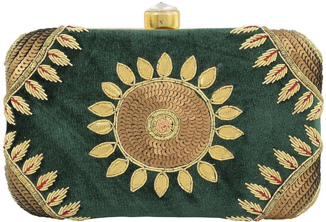 tooba handicraft Casual Green Clutch-picture-27