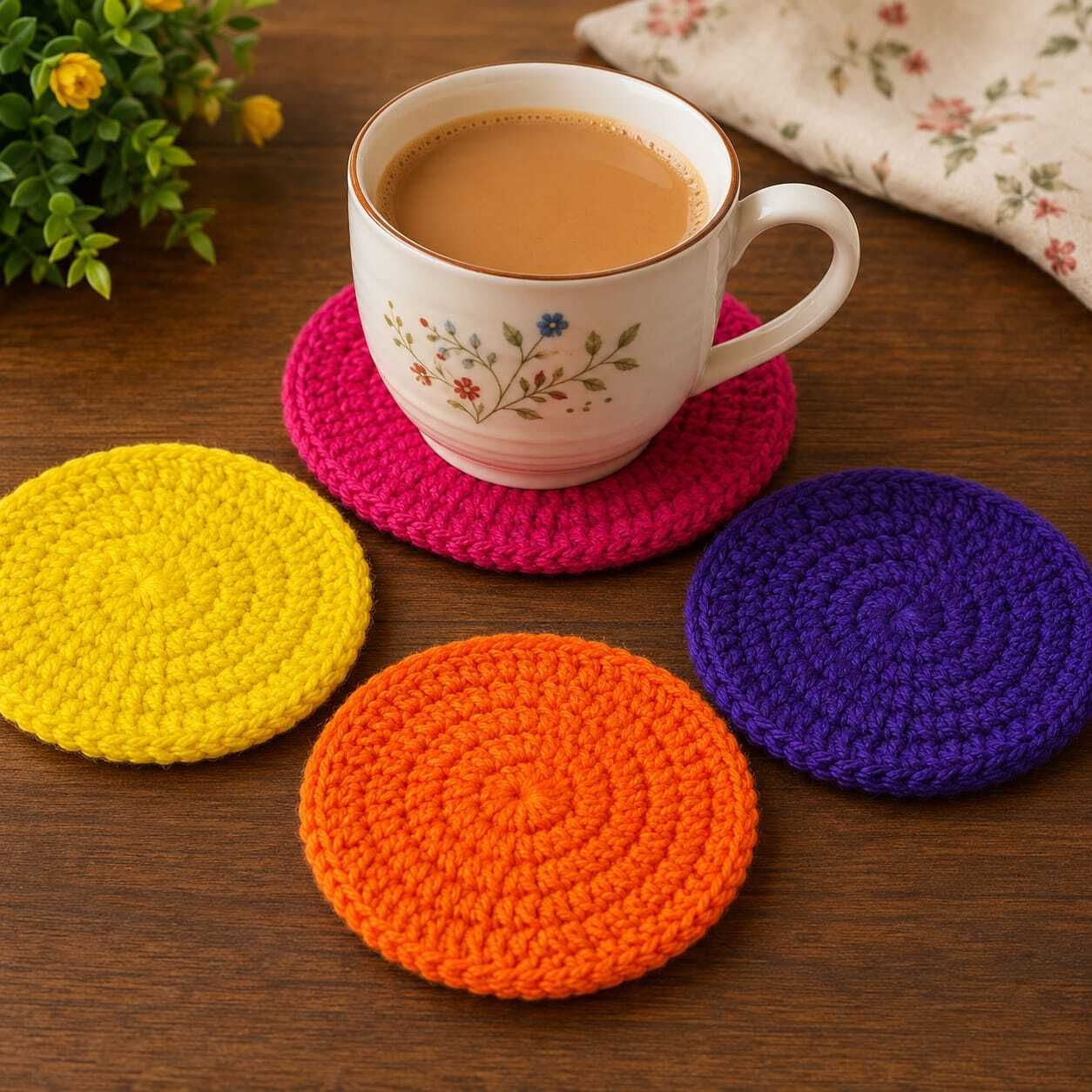 roy's fashoin Round Woolen Coaster Set-picture-32