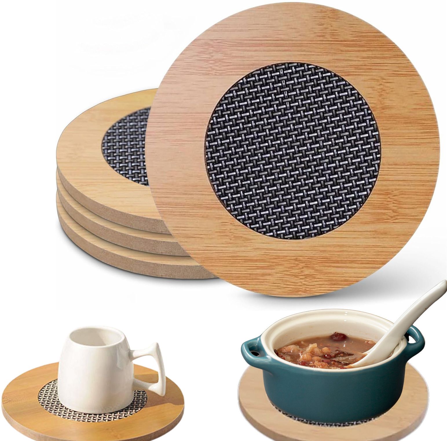 Premium Heat Resistant Coaster Set | Trivet Mat for Dining, Kitchen, Restaurant | Premium Wood Matte Finish | Anti-Slip Table Protector Coaster Set | Trivet-image-33