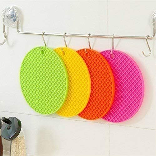 Silicone Anti Slip Food Grade Round Coasters Trivets Mat Pads (Set of 4) Silicon Trivet