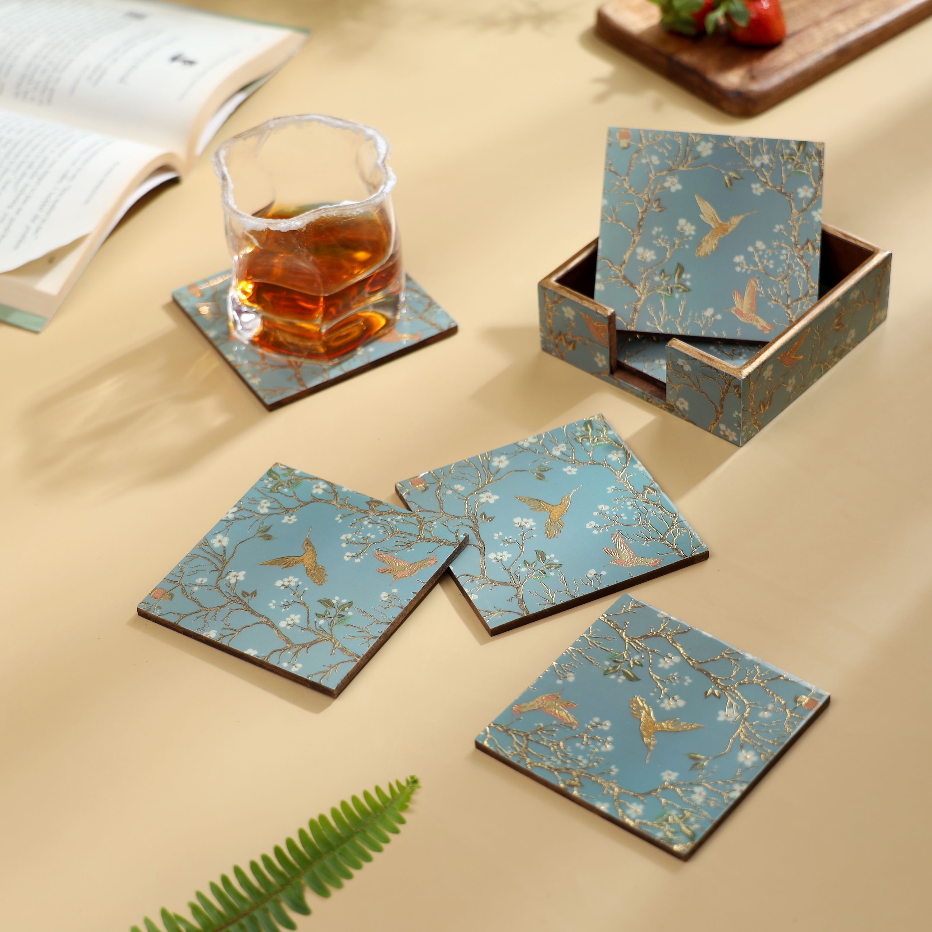 duli Square Medium Density Fibreboard Coaster Set-picture-26