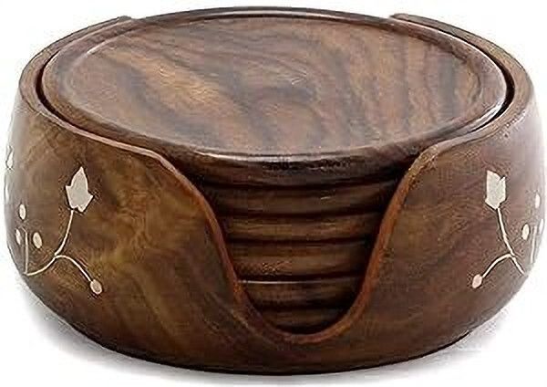 shoebatt Round Wood Coaster Set-picture-25