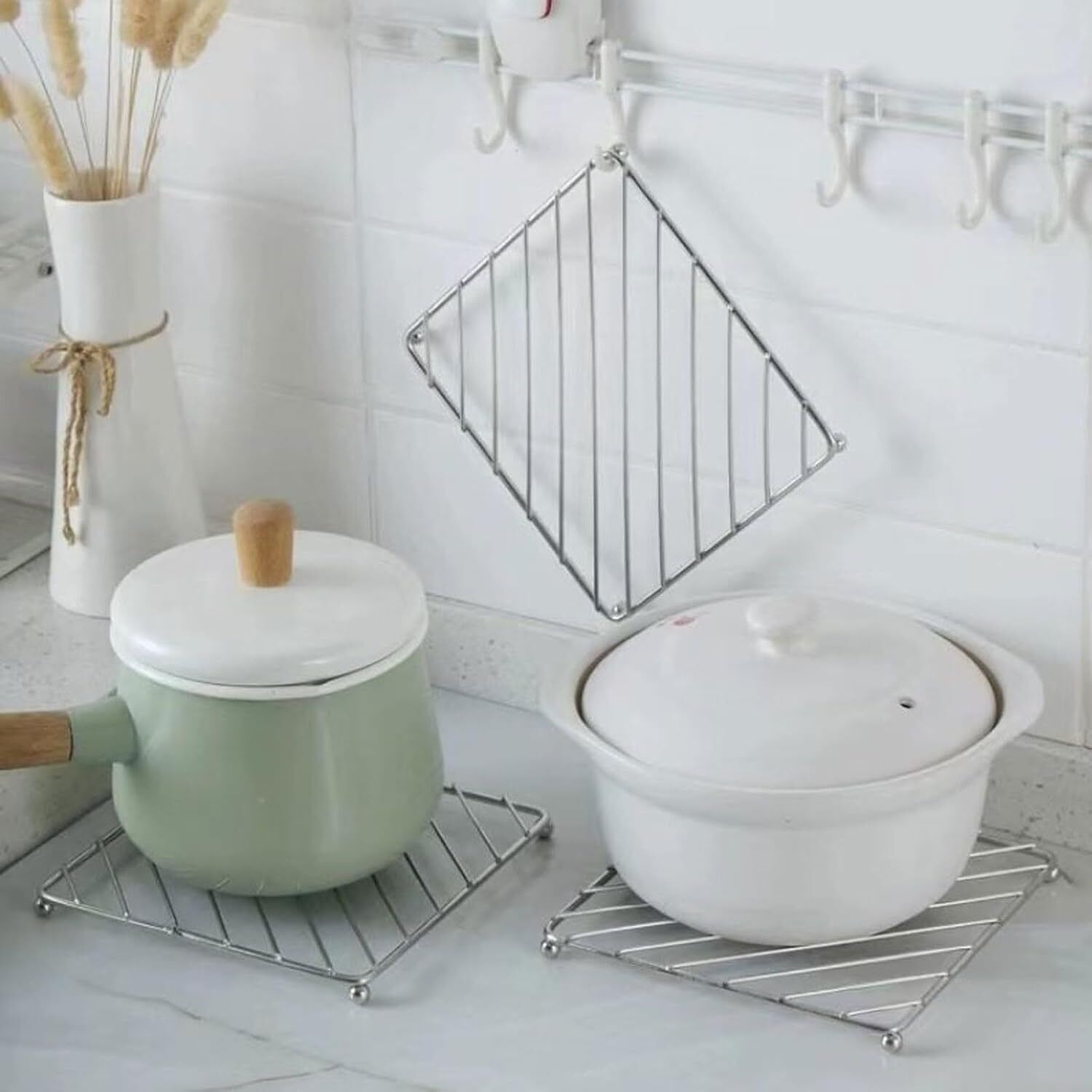 Stainless Steel Kitchen Pot Rack/Heat Insulating Mat Anti-Scald Dish Mat Hot Mat mirror polished Trivet-image-2