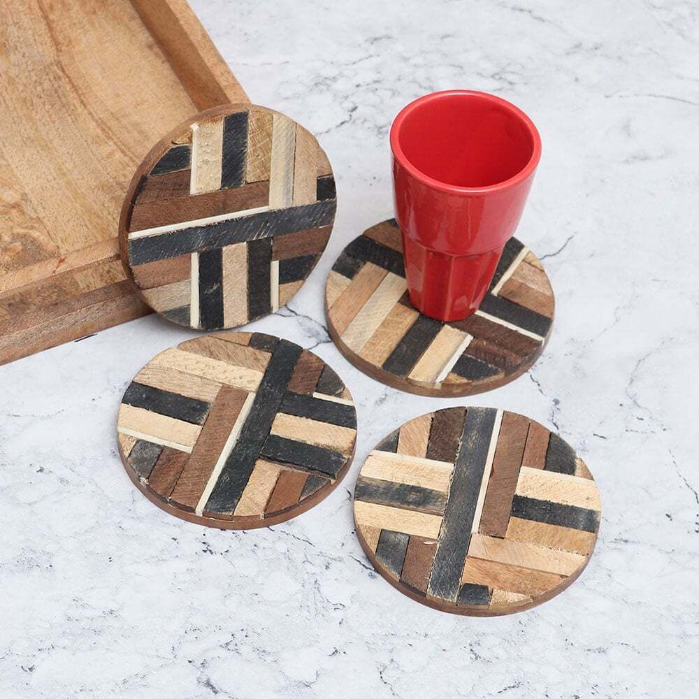 indianshelf Round Wood Coaster Set-picture-35