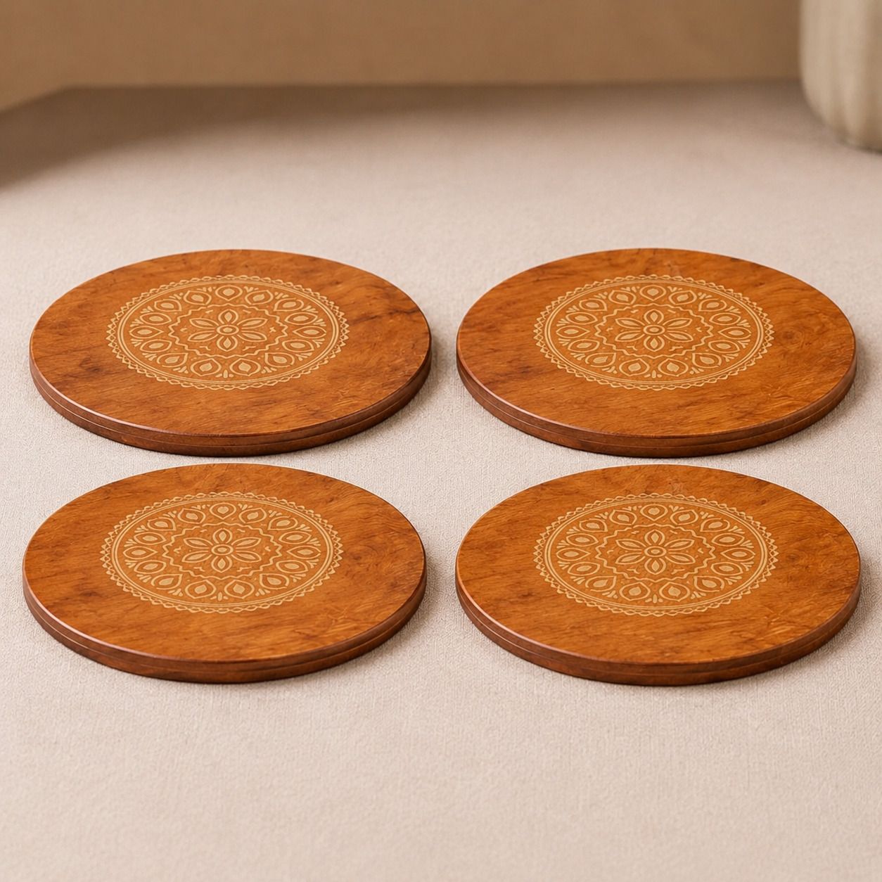 chehar global innovation Round Wood, Medium Density Fibreboard Coaster Set-picture-20