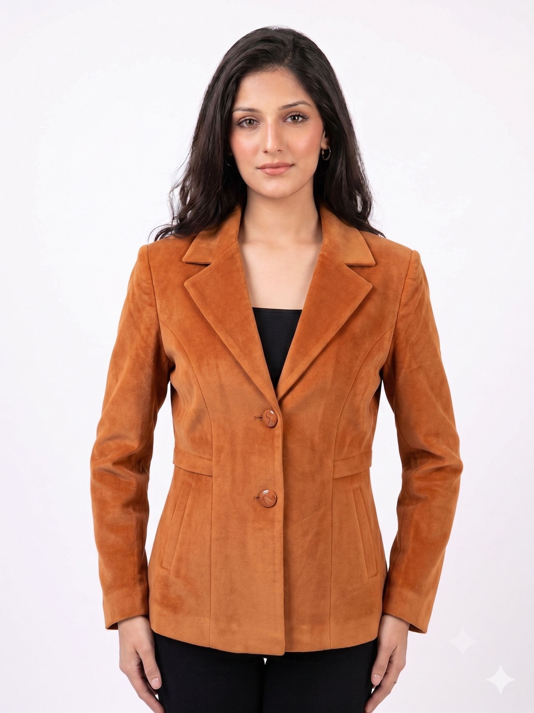 tweed:velvet Solid Coat For Women-image-13