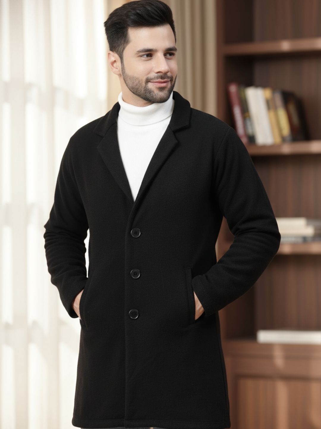 Polar Fleece Solid Coat For Men-image-39