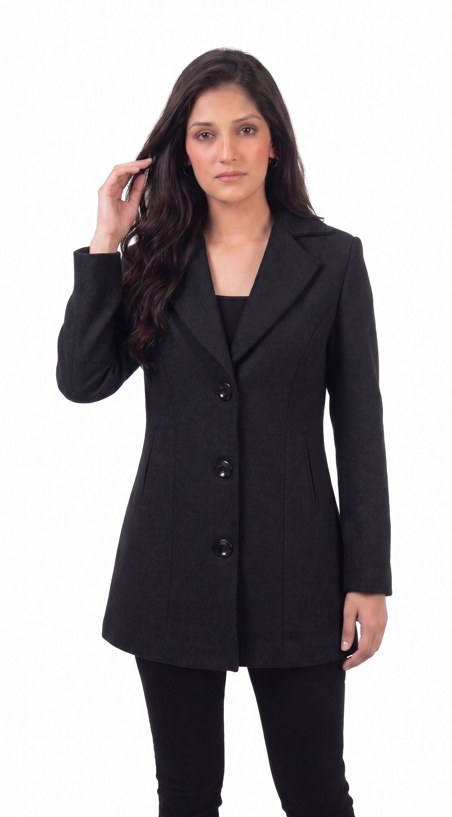 luvyduvy tweed, textile, velvet Solid Coat For Women-picture-18