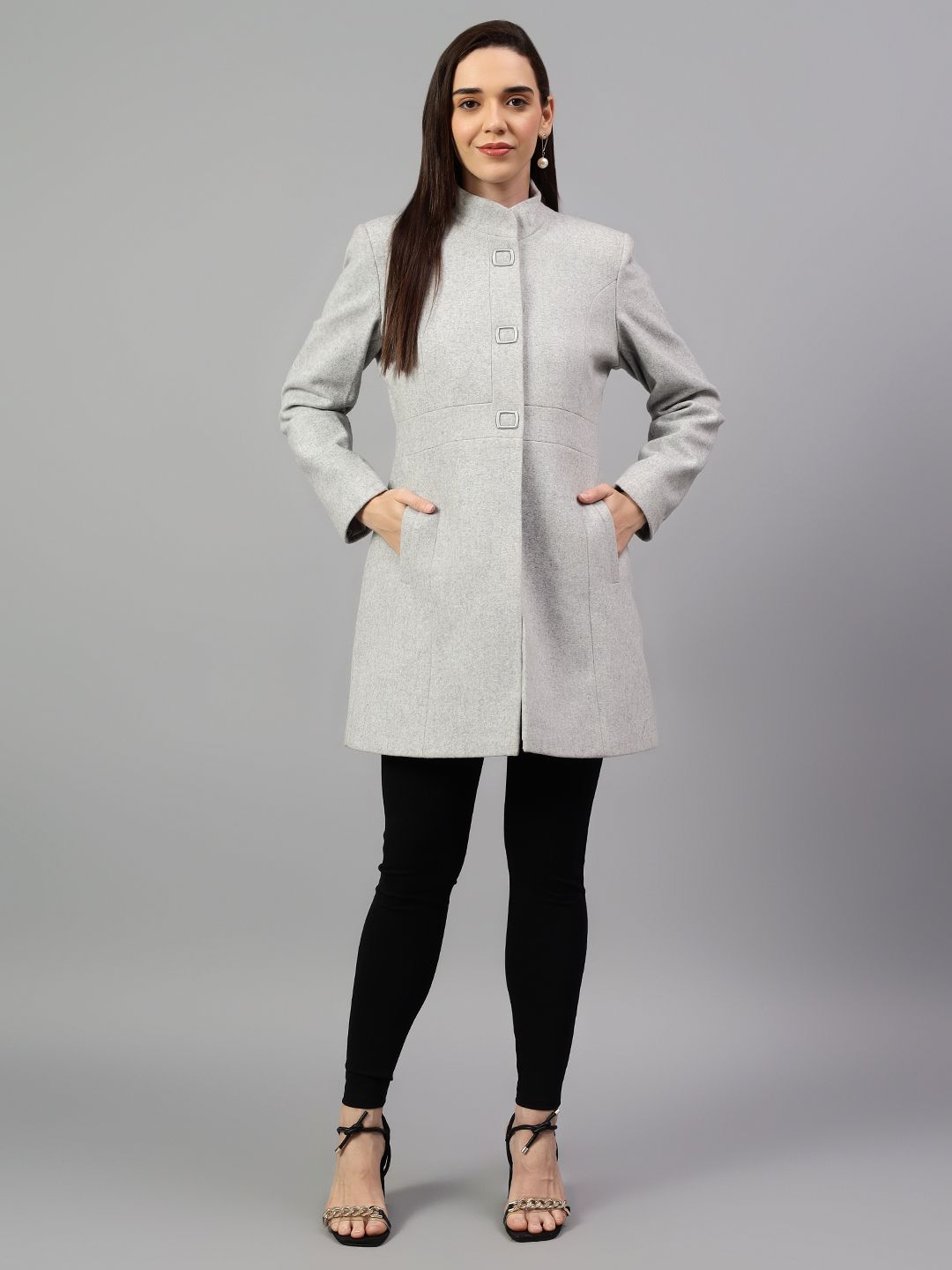 cantabil Tweed Solid Coat For Women-picture-20