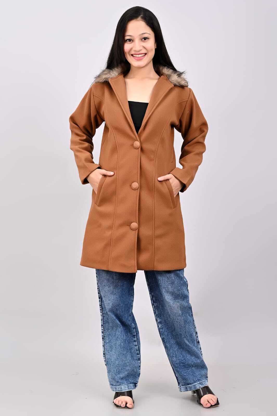 fellamo Tweed Solid Coat For Women-picture-17