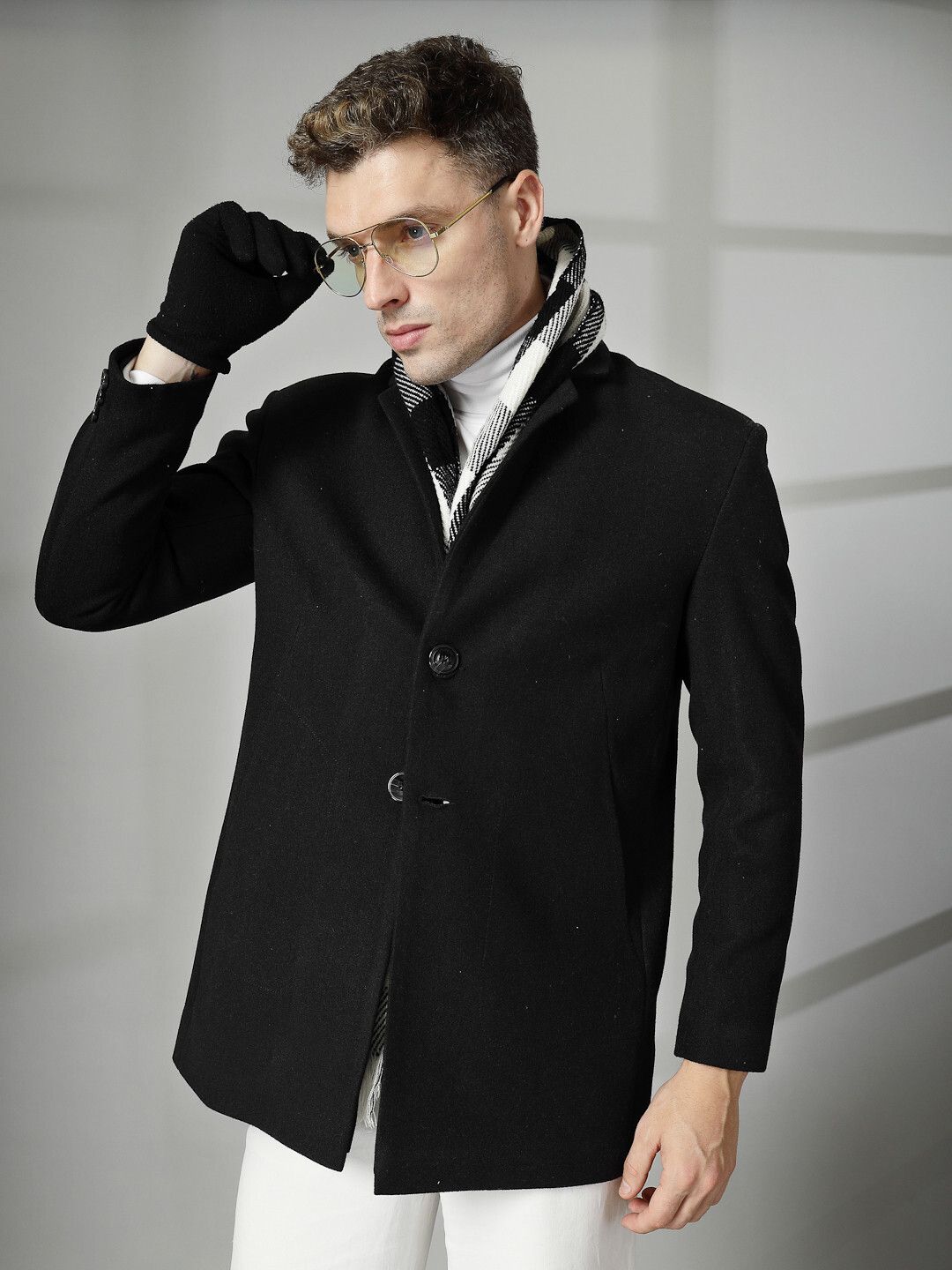 chkokko Tweed Solid Coat For Men-picture-22