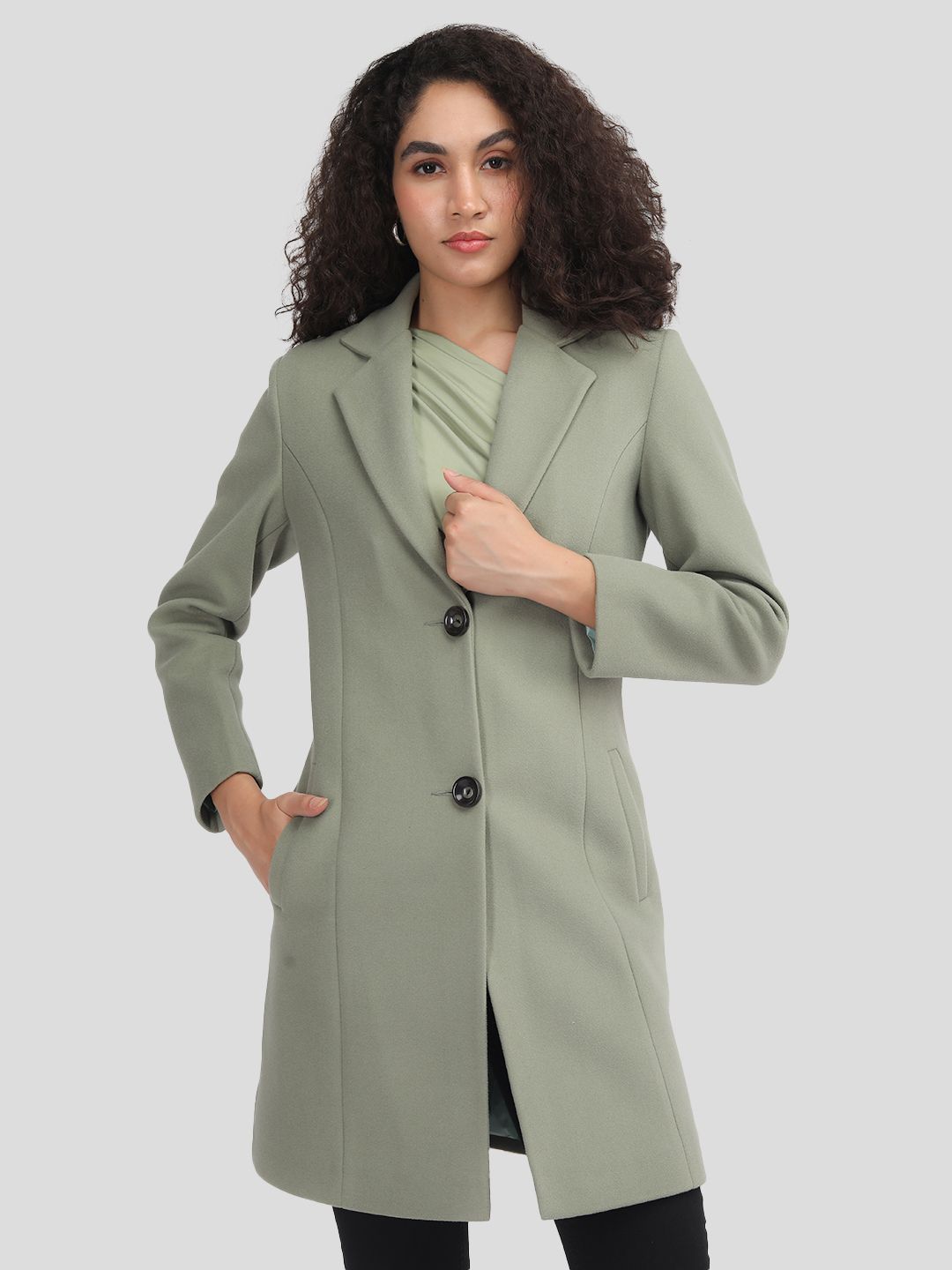 plagg Tweed Solid Coat For Women-picture-14