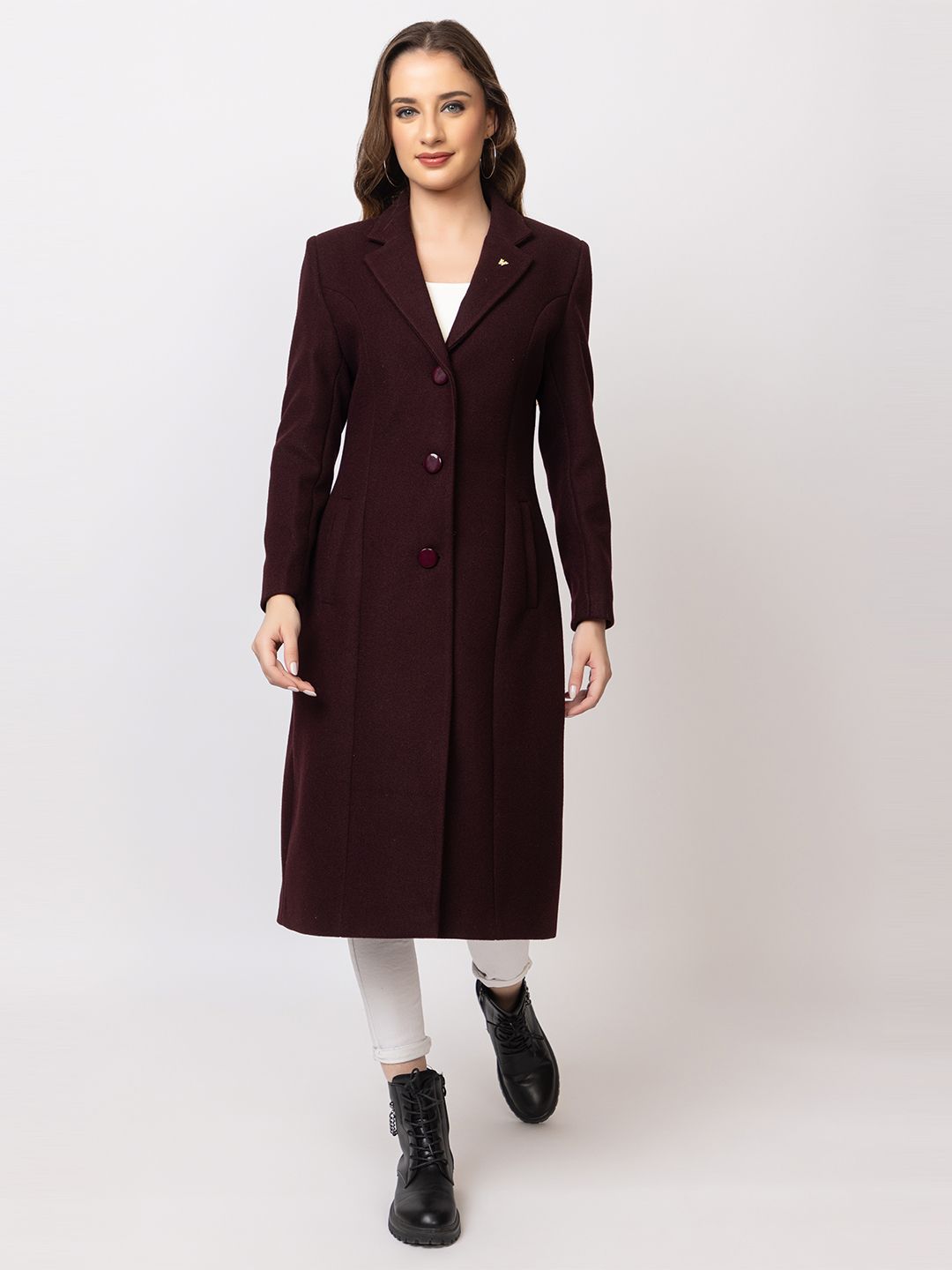 twenty me Wool Blend Solid Coat For Women-picture-36