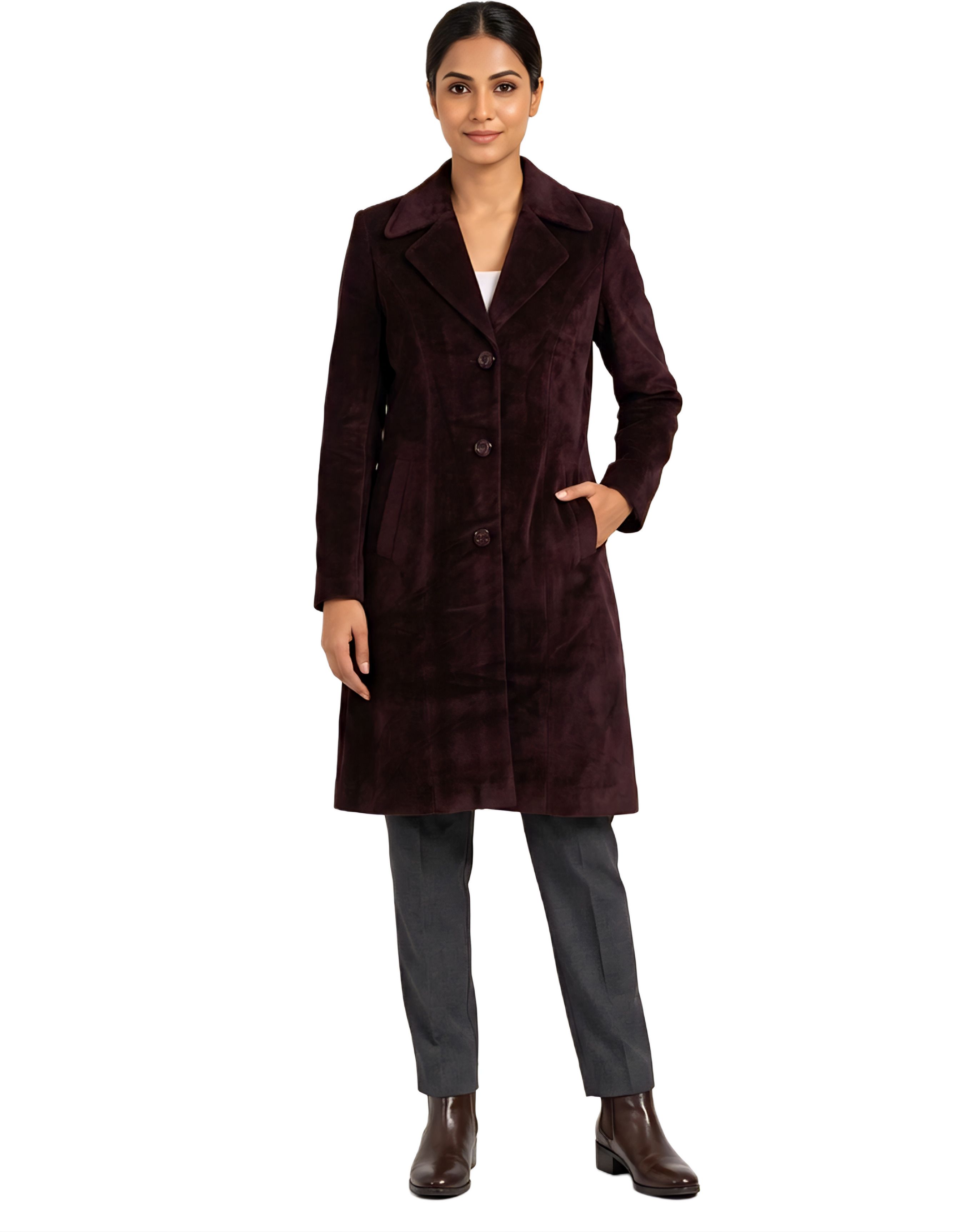 sincerity Tweed Solid Coat For Women-picture-17