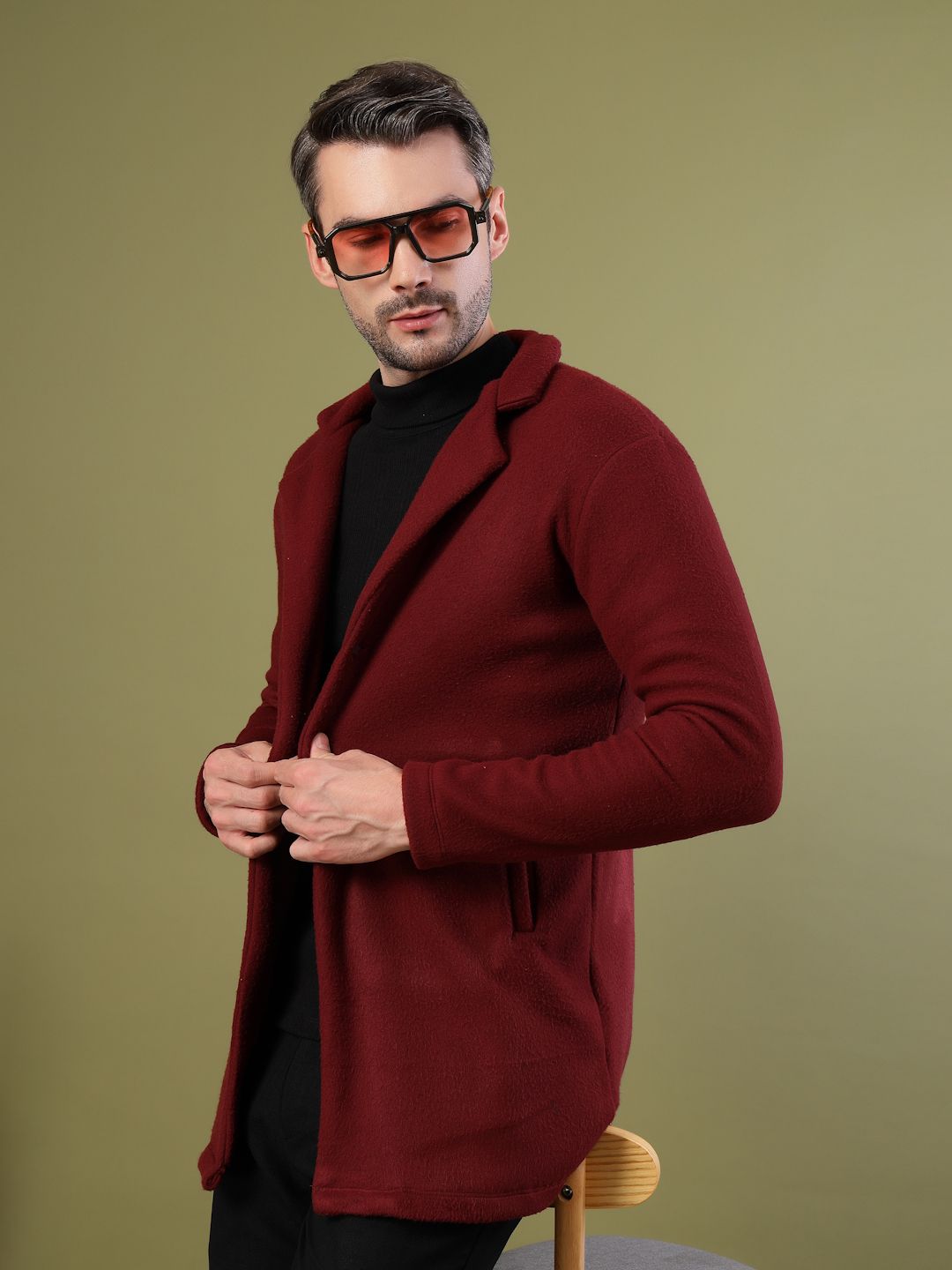 Polar Fleece Solid Coat For Men-image-34