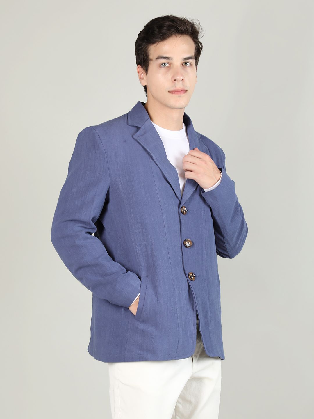 chkokko Tweed Solid Coat For Men-picture-47