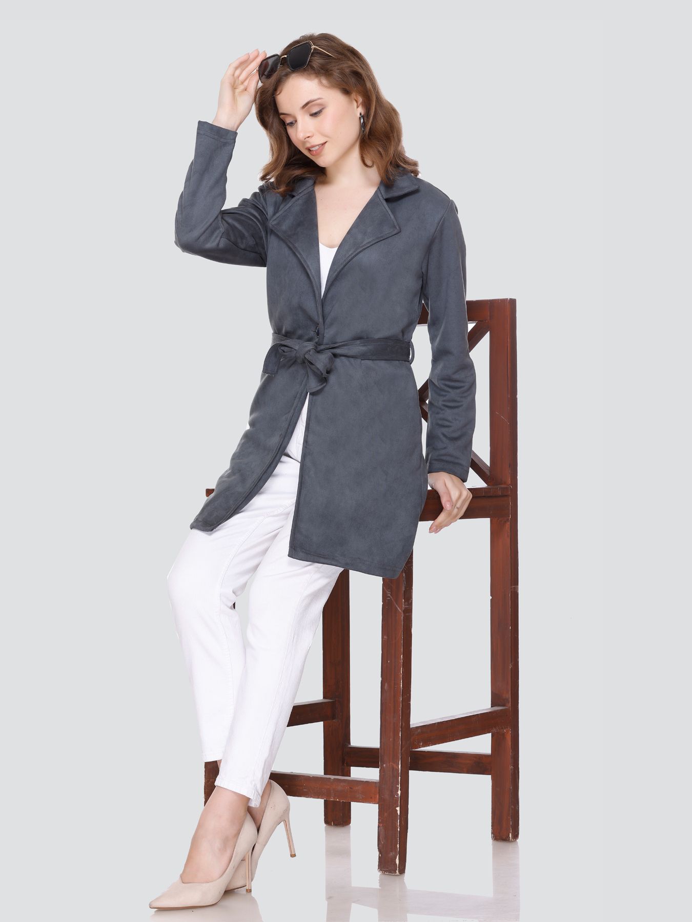 cushybee Suede Solid Coat For Women-picture-14