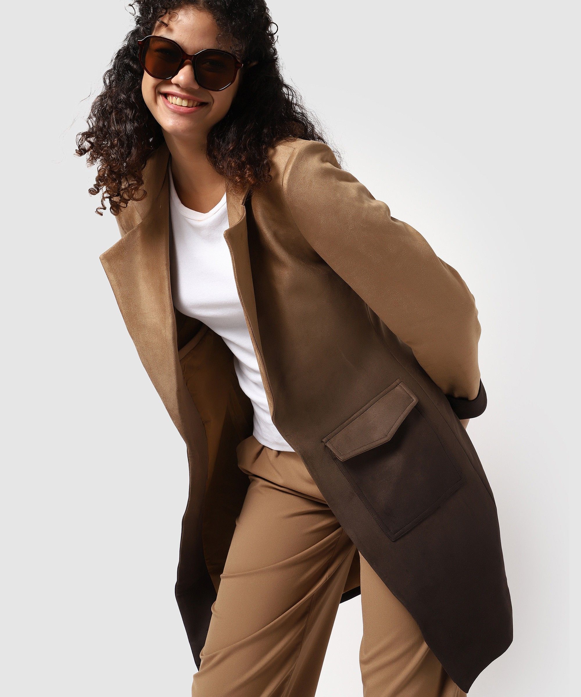 pinacolada SUEDE Solid Coat For Women-picture-27