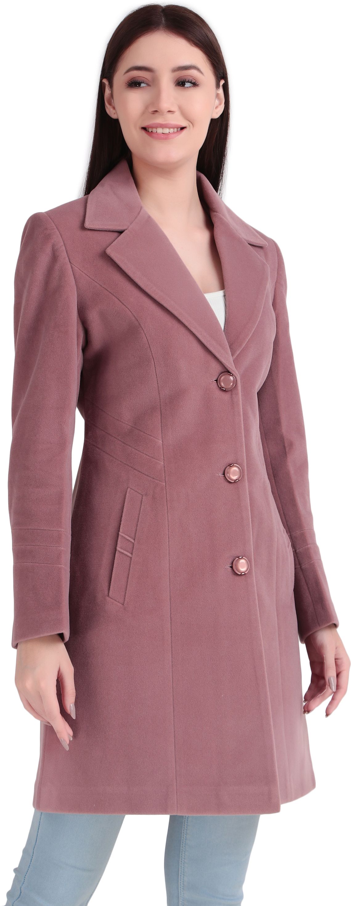 Polyster Solid Coat For Women