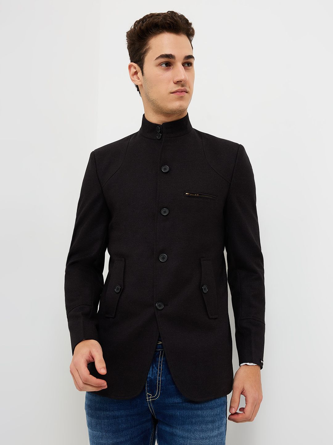 killer Polyester Viscose Blend Solid Coat For Men-picture-27